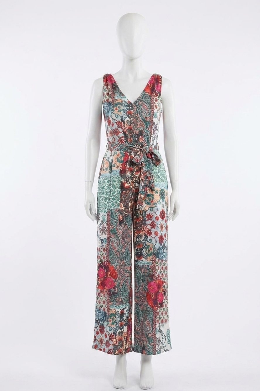 NEW PAPARAZZI charmeuse wide let jumpsuit in foulard print